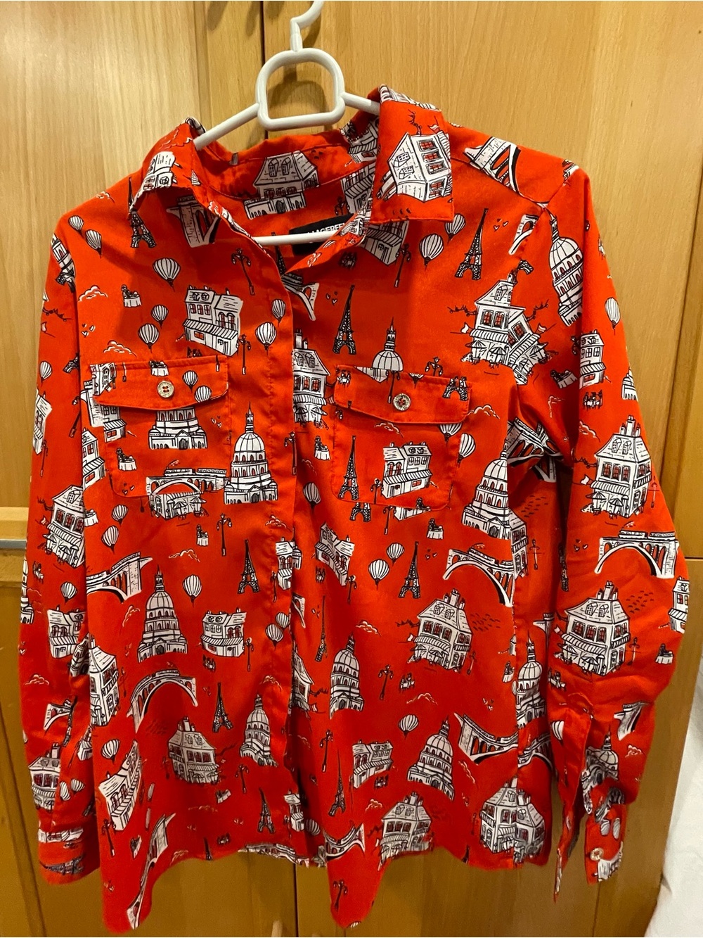 Karl LAGERFELD Red Printed Long-Sleeve Women's Shirt - Paris